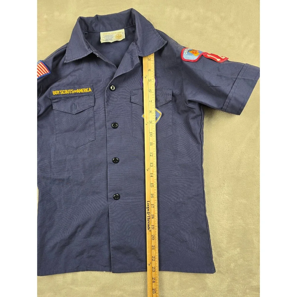Boy Scouts of America Uniform Shirt Youth Medium Blue Patches‎ Great Southwest